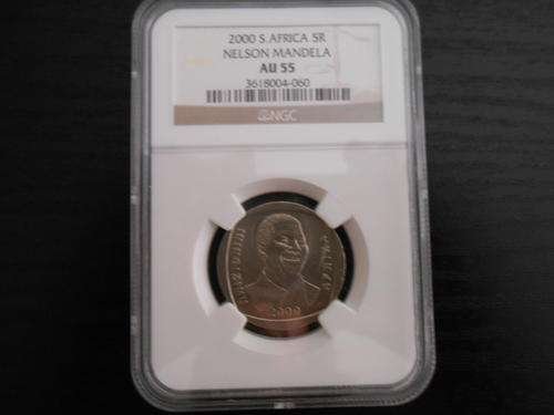 2000 NGC GRADED AU55 NELSON MANDELA R5 - scarce item!
